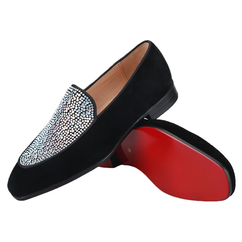 Piergitar Handmade Black Suede - Men Shoes Red Bottom recension och pris