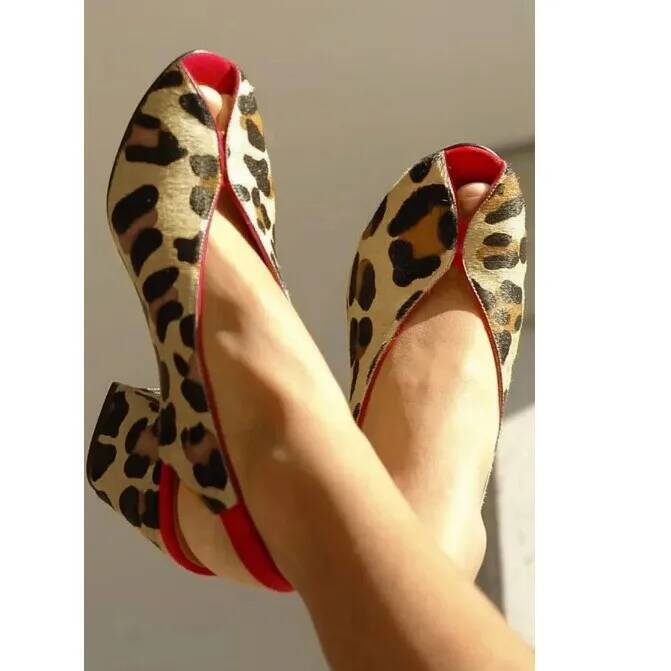 Leopard Print Peep Toe Slingba - Men'S Shoes Slip On recension och pris