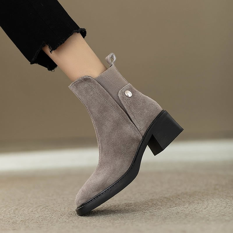 Suede Women Chunky Ankle Boots - Chelsea Boots Suede recension och pris
