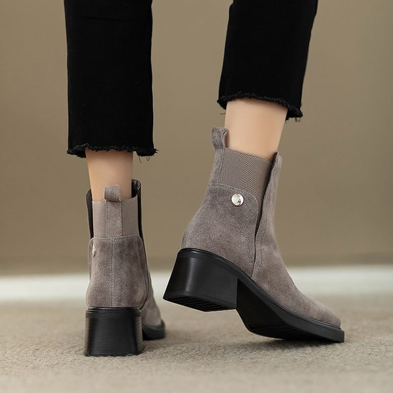 Suede Women Chunky Ankle Boots - Chelsea Boots Suede recension och pris