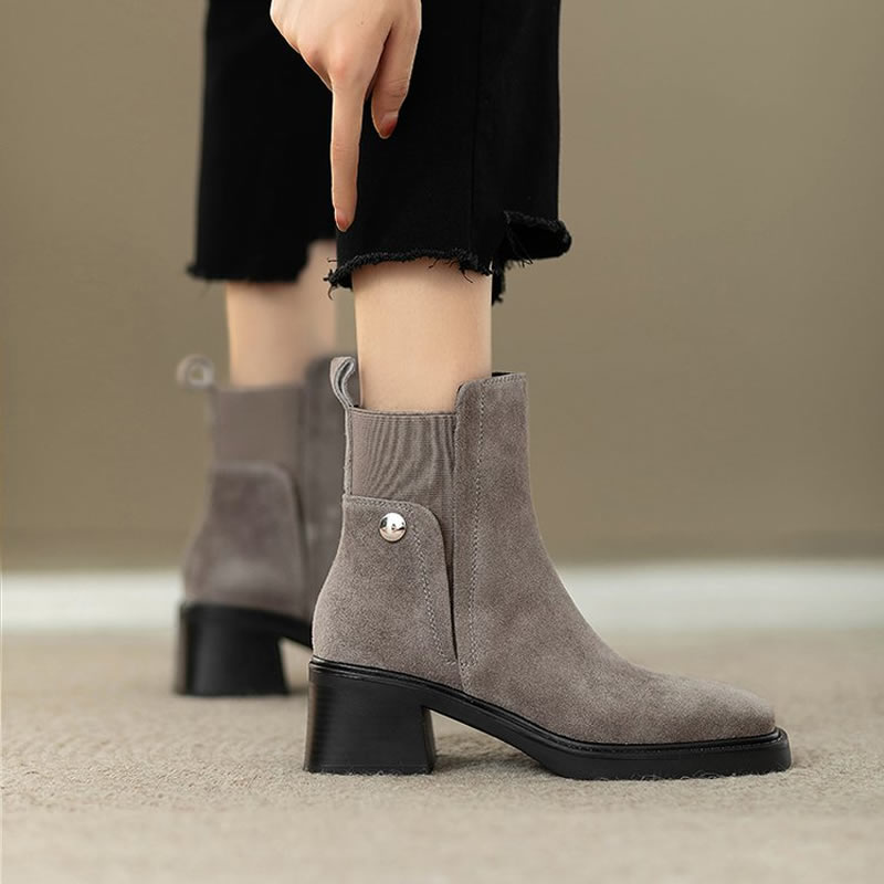 Suede Women Chunky Ankle Boots - Chelsea Boots Suede recension och pris