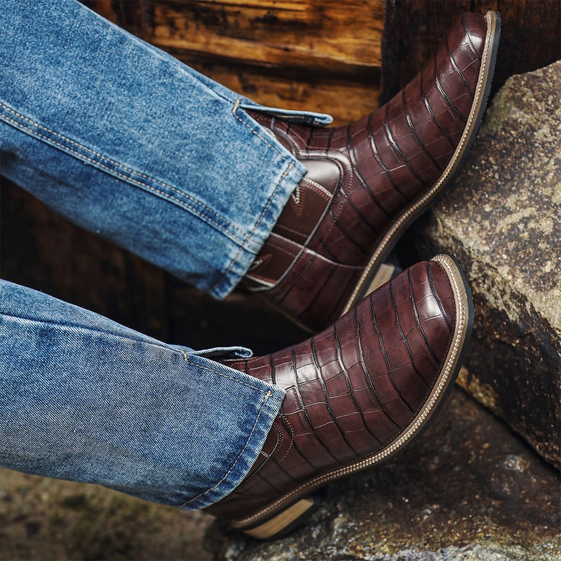 Mens Boots Crocodile Pattern H - Men'S Shoes With Wide Toe Box recension och pris